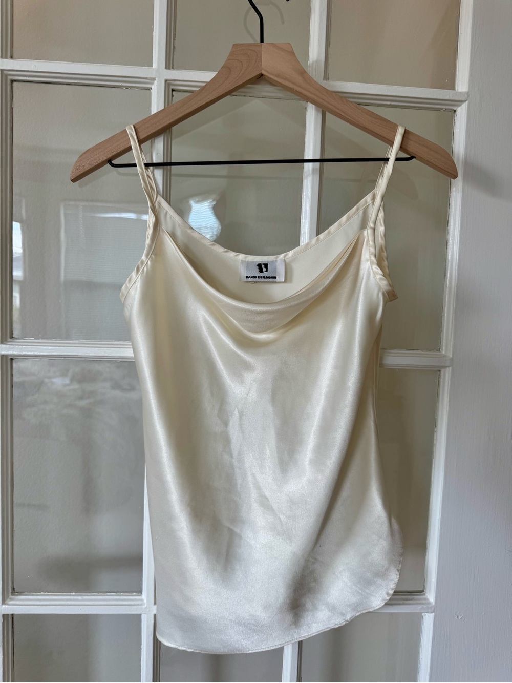 Vintage Cream Satin Cowl Neck Camisole